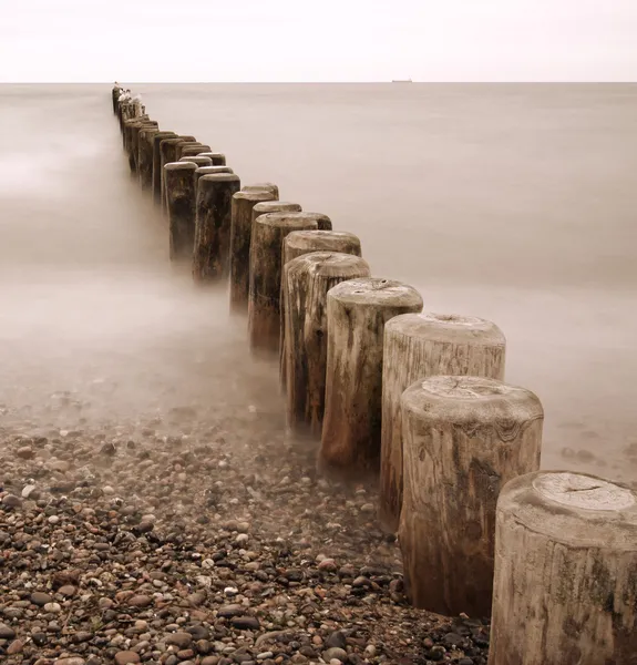 Baltık Denizi kıyısında groynes hattı — Stok fotoğraf