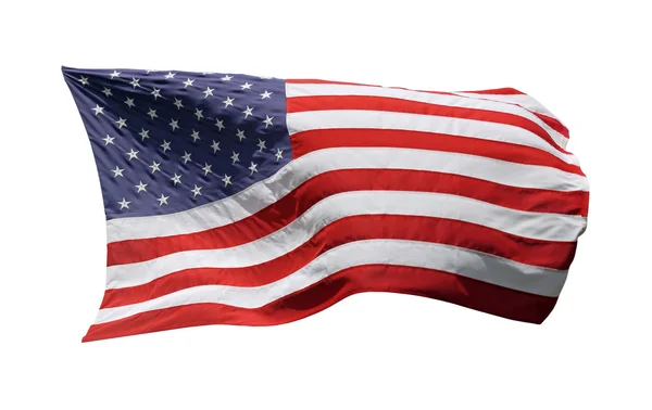 Bandera estadounidense, aislada sobre fondo blanco —  Fotos de Stock