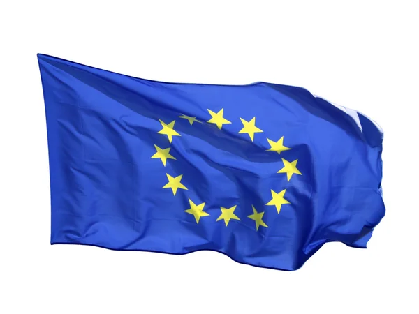 被白色背景隔离的欧盟国旗 — 图库照片