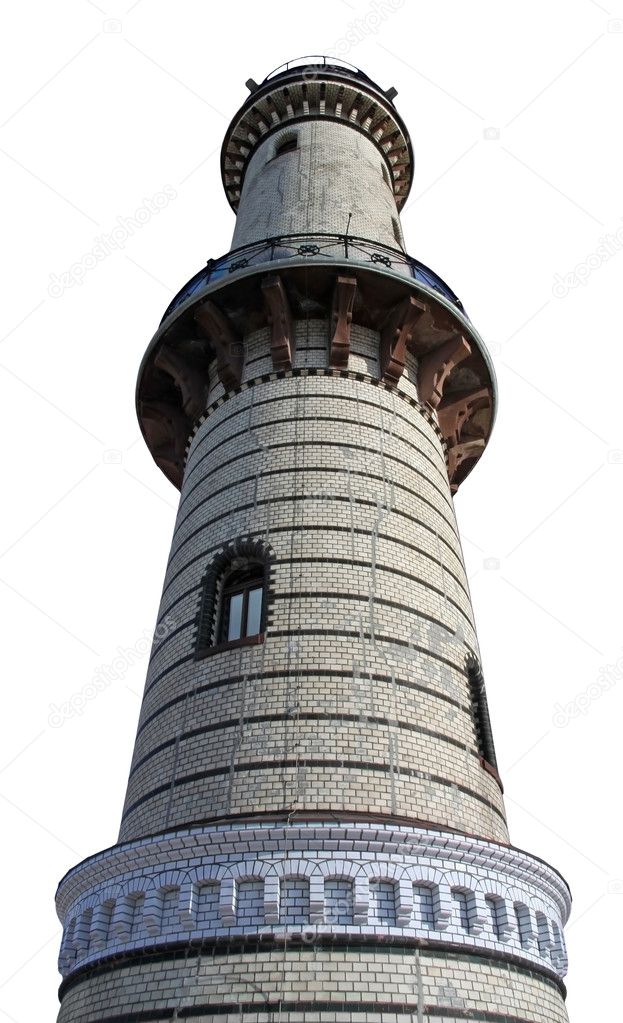 Lighthouse Warnemünde near Rostock, isolated on white background