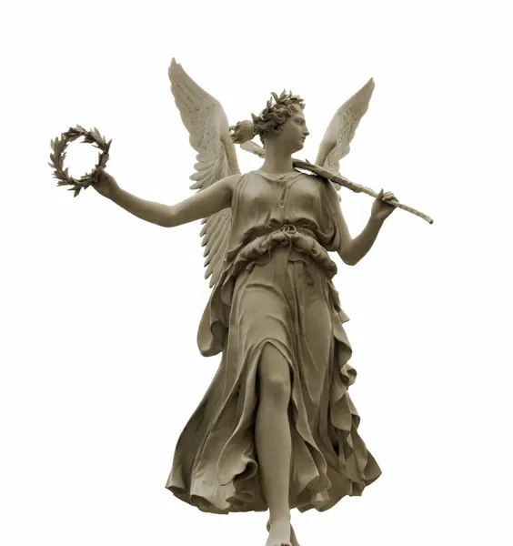 Estátua da deusa Nike, isolada sobre fundo branco — Fotografia de Stock