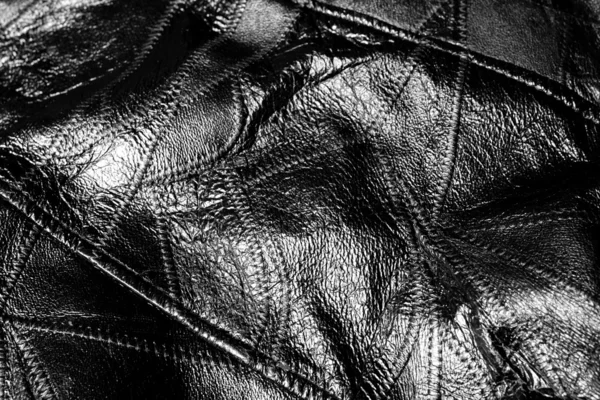 Leather Texture Background Of Black — Stock Photo, Image