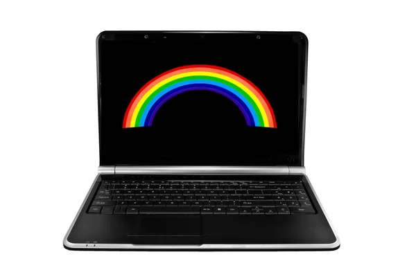 Computador portátil arco-íris isolado no branco — Fotografia de Stock
