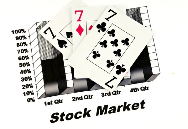 Γράφημα τυχερός επτά χρηματιστηριακή αγορά απομονωθεί σε λευκό — Φωτογραφία Αρχείου