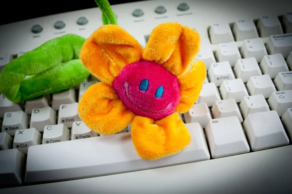 Glückliche Sonnenblumen-Tastatur — Stockfoto