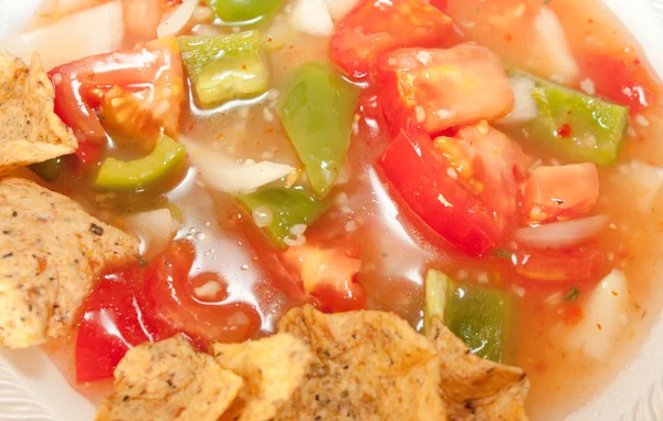 Närbild av salsa och tortilla chips — Stockfoto
