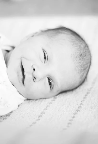 New born baby smiling — Stock Photo, Image