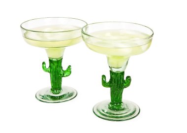 Margaritas on the rocks in cactus glasses clipart