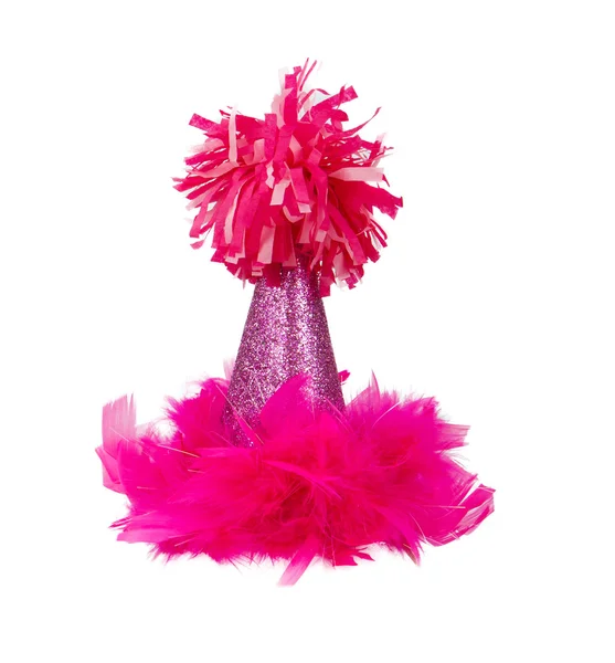 Pink fjer fødselsdag fest hat - Stock-foto