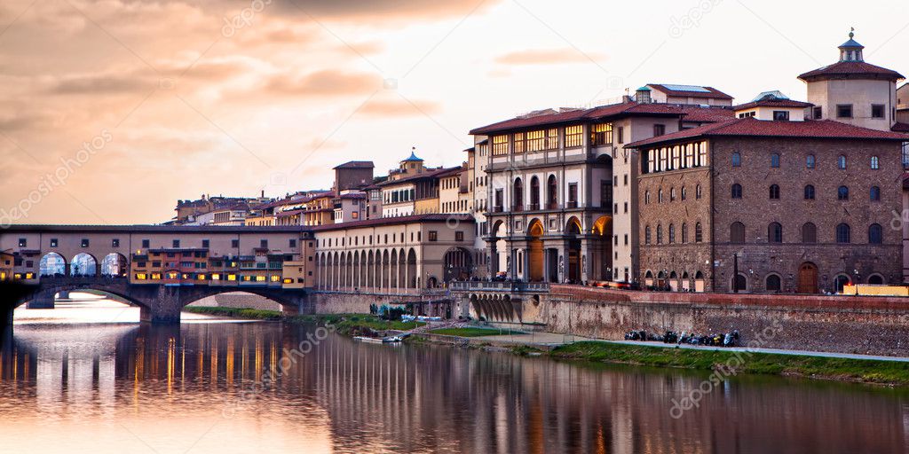 Sunset on Ponte Vecchio in Florence