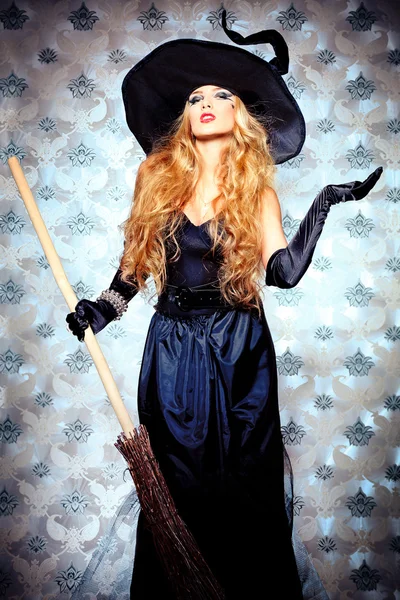 stock image Charming halloween witch in hat