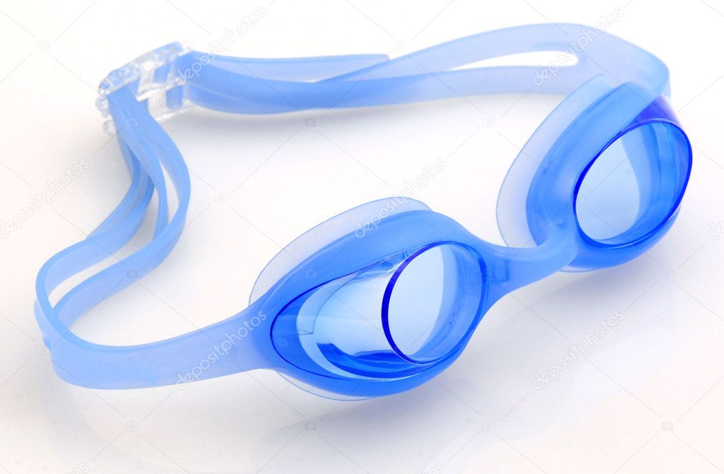 Blue goggles isolated white