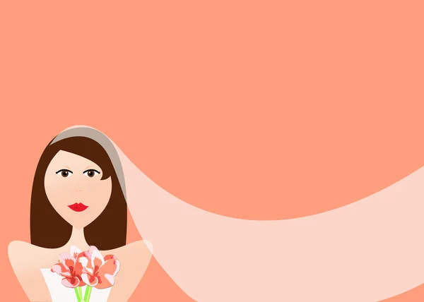 Bella sposa con velo e bouquet — Foto Stock
