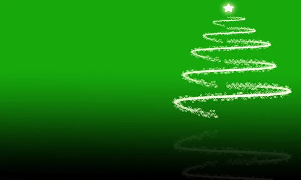 Albero di Natale luminoso astratto con stelle su sfondo verde — Foto Stock