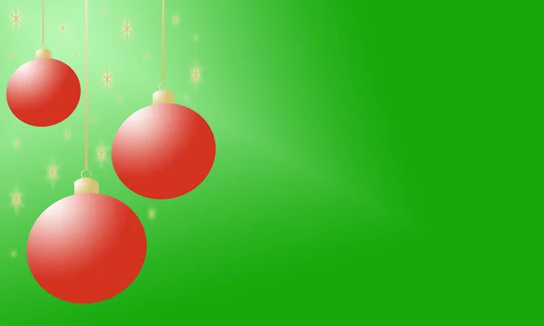 Fundo verde com ornamentos de Natal vermelho e brilhante ouro s — Fotografia de Stock