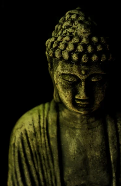 Símbolo do budismo no fundo preto — Fotografia de Stock
