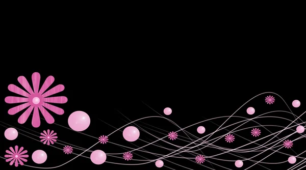 Fondo abstracto con flores y burbujas rosadas —  Fotos de Stock