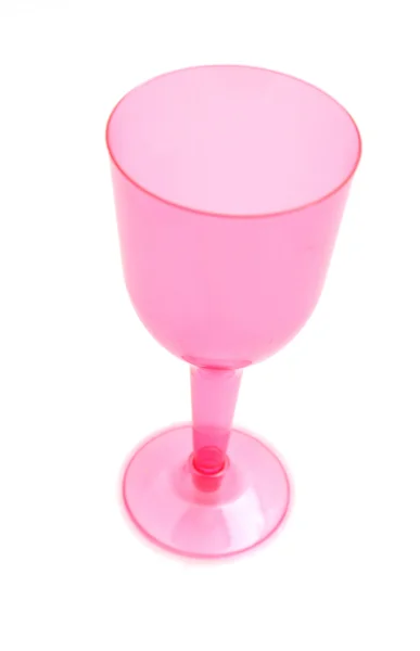 Pink plastic cup isolated on white background — Stock Photo, Image