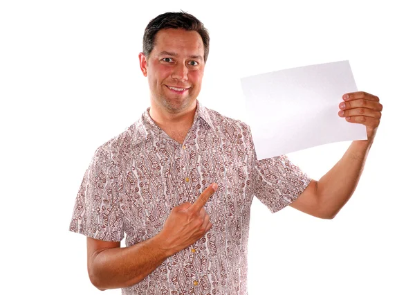 Man and blank piece of paper — Stock Photo, Image