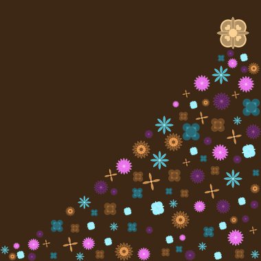 Retro Christmas Tree with vintage flowers clipart