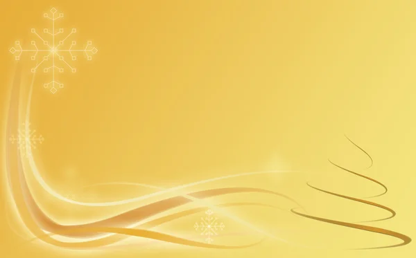 Абстрактний золотий святковий фон зі снігом та ялинкою — стокове фото