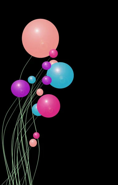 Siyah bir arka plan üzerinde yüzen çok renkli baloncuklar — Stok fotoğraf