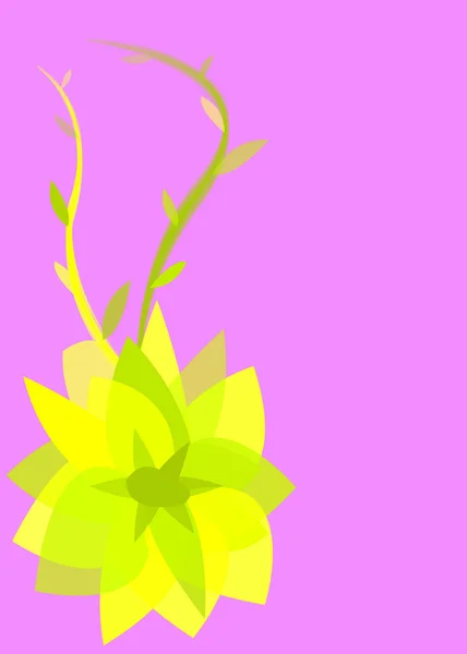 Green and yellow abstract flower on pink — Stock Photo, Image