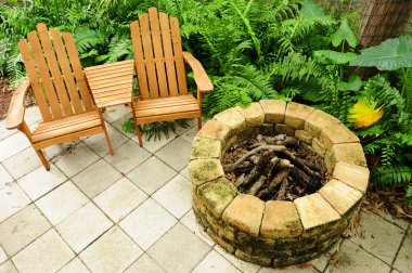 Adirondack chairs and fire pit clipart