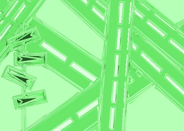 Gröna korsning med skylt — Stockfoto