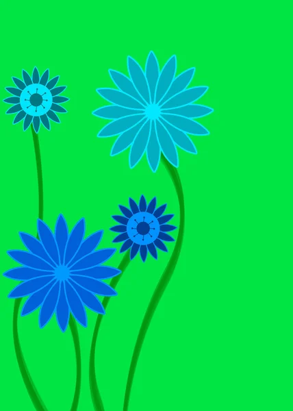 Синий и зеленый абстрактный цветок на желтом — стоковое фото