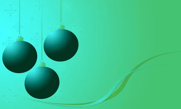 Kék dísz és a zöld absztrakt karácsonyi háttérben hópelyhek — Stock Fotó