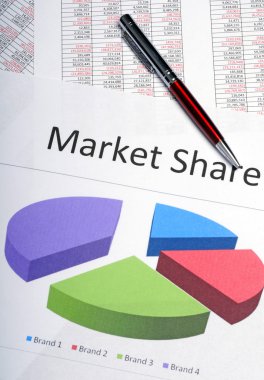 Marketing pie chart showing market share clipart