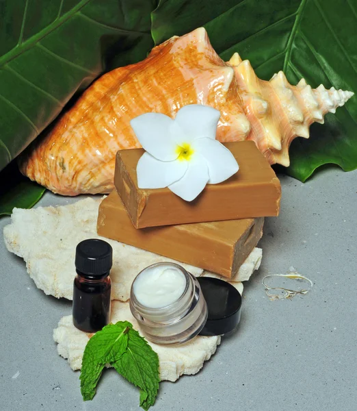 Beach themed day spa products — Stock Photo, Image