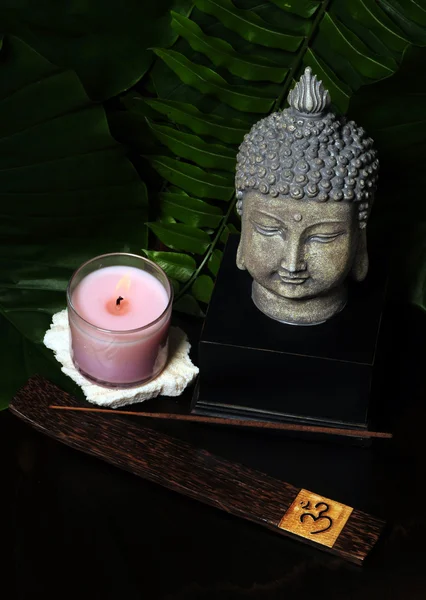 Incense, Buddha and candle — Stock Photo, Image