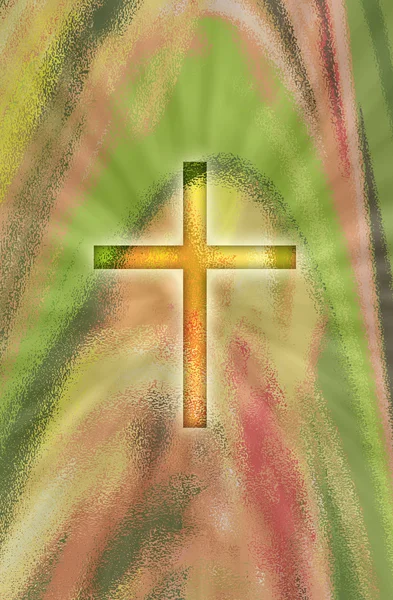 Uma cruz brilhante no fundo abstrato — Fotografia de Stock