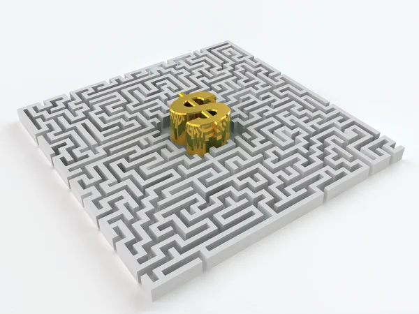 Labirinto e ouro dólar — Fotografia de Stock