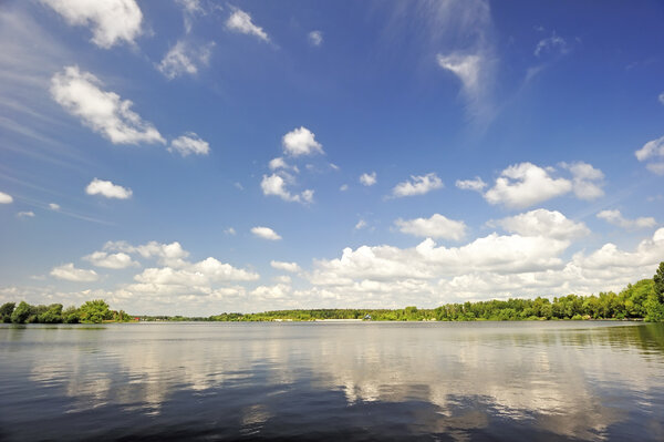 Reflection of sky in the lake water