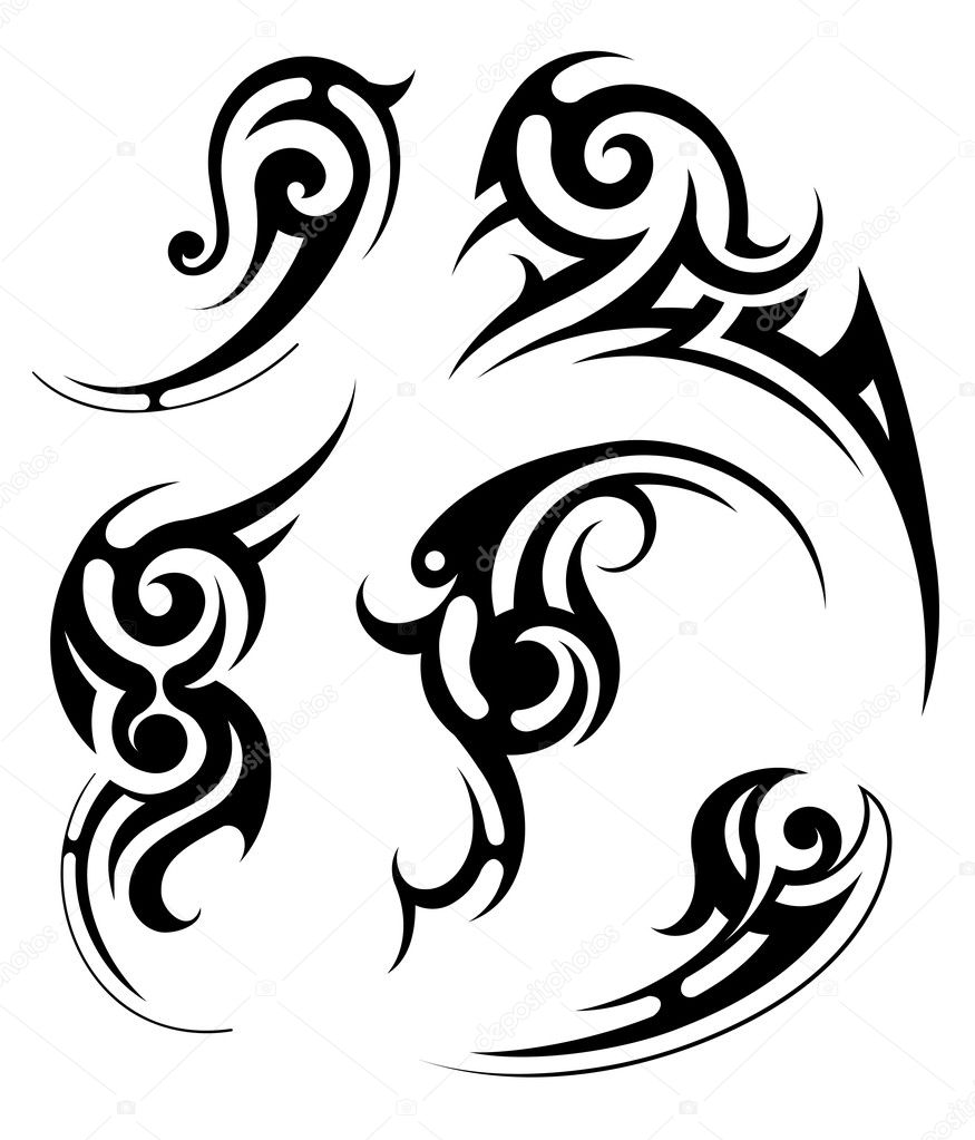 Tribal Swirls Shapes Vector Art & Graphics