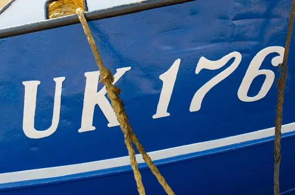 Naam van de boot uk 176 — Stockfoto
