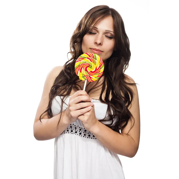 Stock image Pretty young woman with lollipop candy