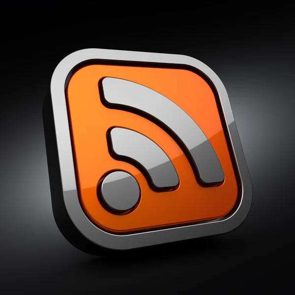 3D RSS Symbol on black background — Stock Photo, Image