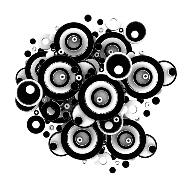 Astratto 3D cerchi neri su sfondo bianco — Foto Stock