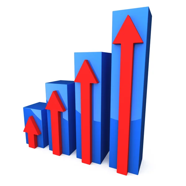 Blå 3d-graf med röda pilar — Stockfoto