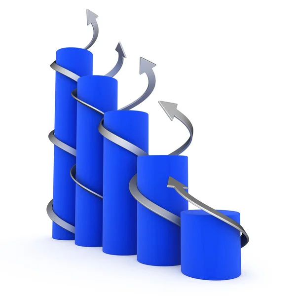 Blå 3d-graf med tvinnade pilar — Stockfoto