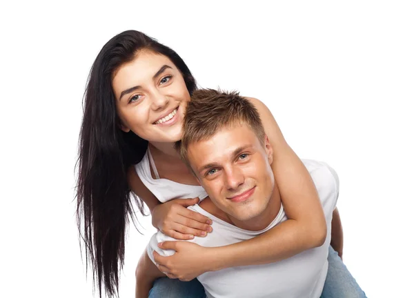 Szczęśliwa młoda para w odzieży casual — Zdjęcie stockowe