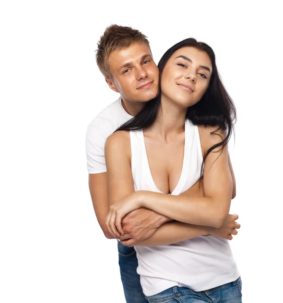Beautiful young couple in casual clothing — Stock Photo, Image