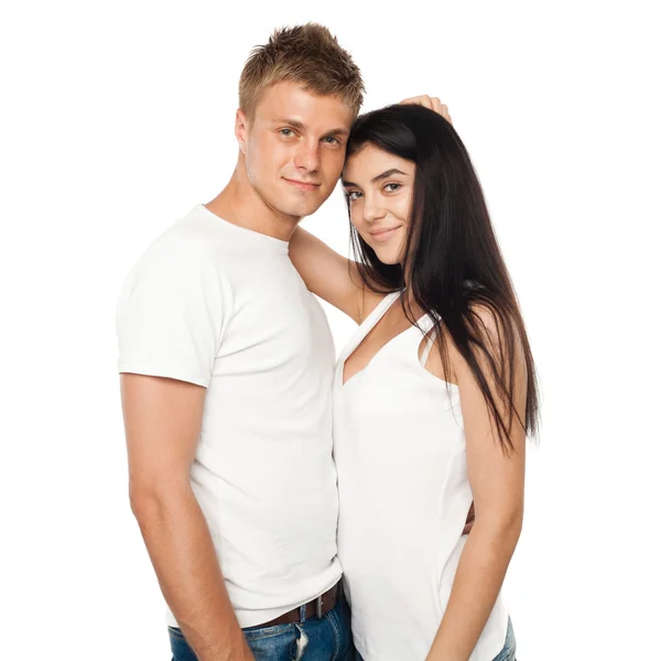 Šťastný mladý pár v neformálním oblečení — Stock fotografie