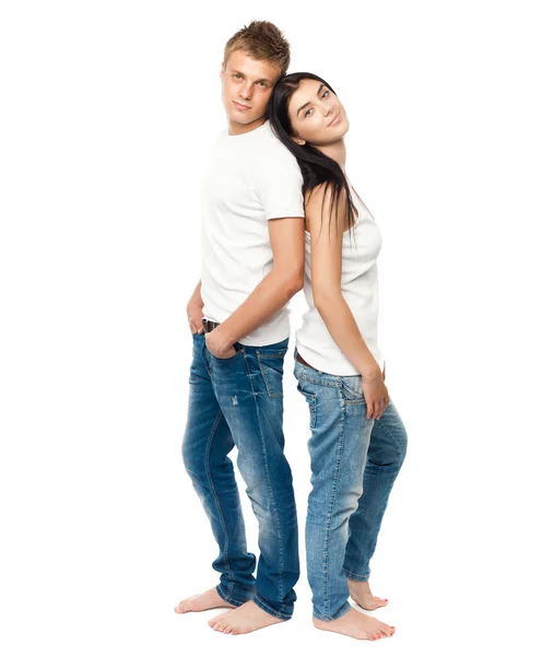 Feliz pareja joven en ropa casual —  Fotos de Stock