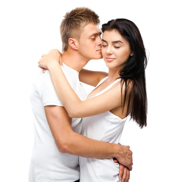 Happy young couple in casual clothing Royalty Free Stock Images