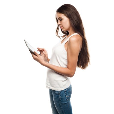 Beautiful woman with tablet clipart